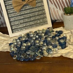 😉Bundle Days😉260 Mixed Glass Stones Gems Pebbles Clear Blue Fish Bowl Arts Craft